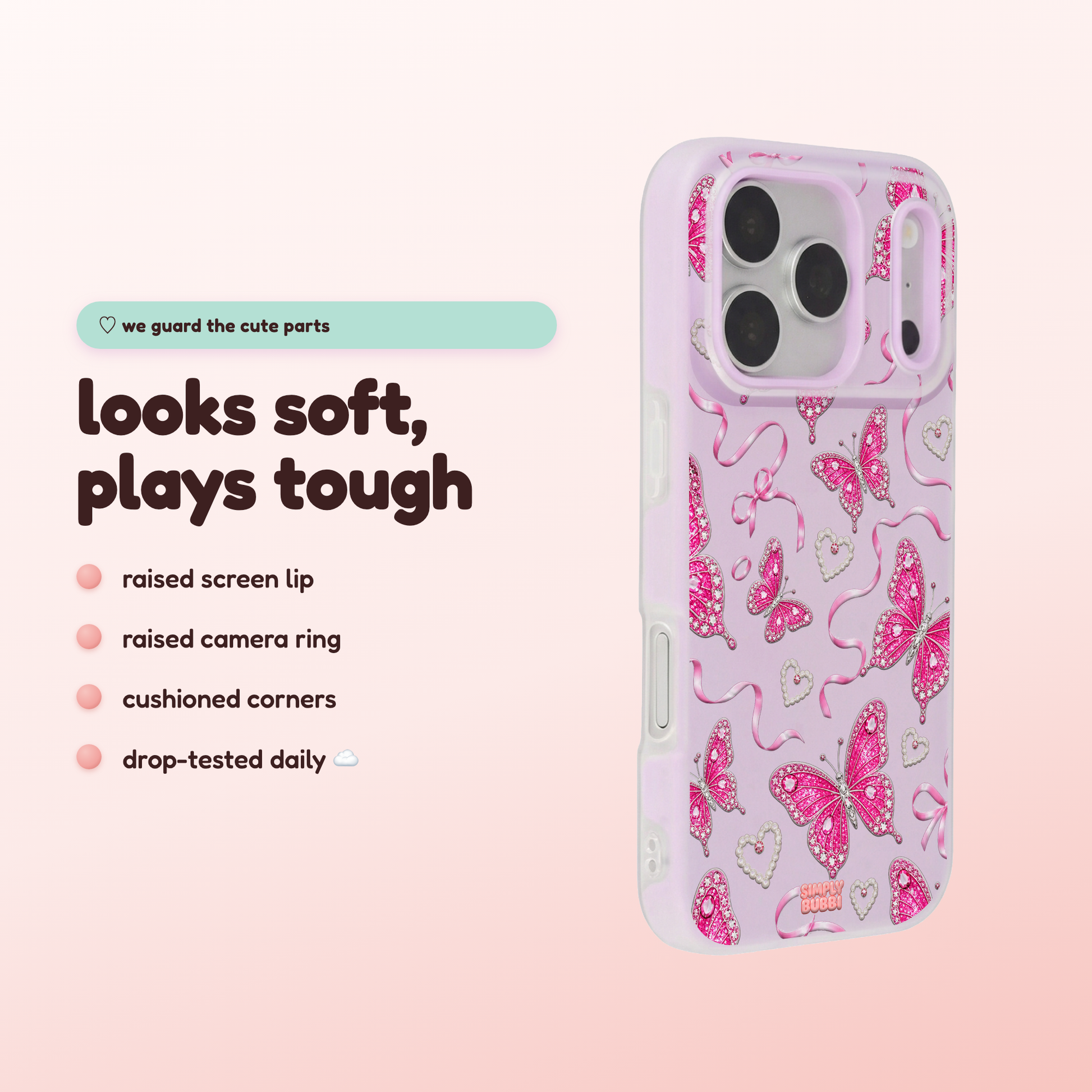 Jewel Butterfly Pearl Repeat Pop iPhone Case – product view 3