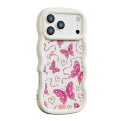 Jewel Butterfly Pearl Repeat Wavy iPhone Case – Cream