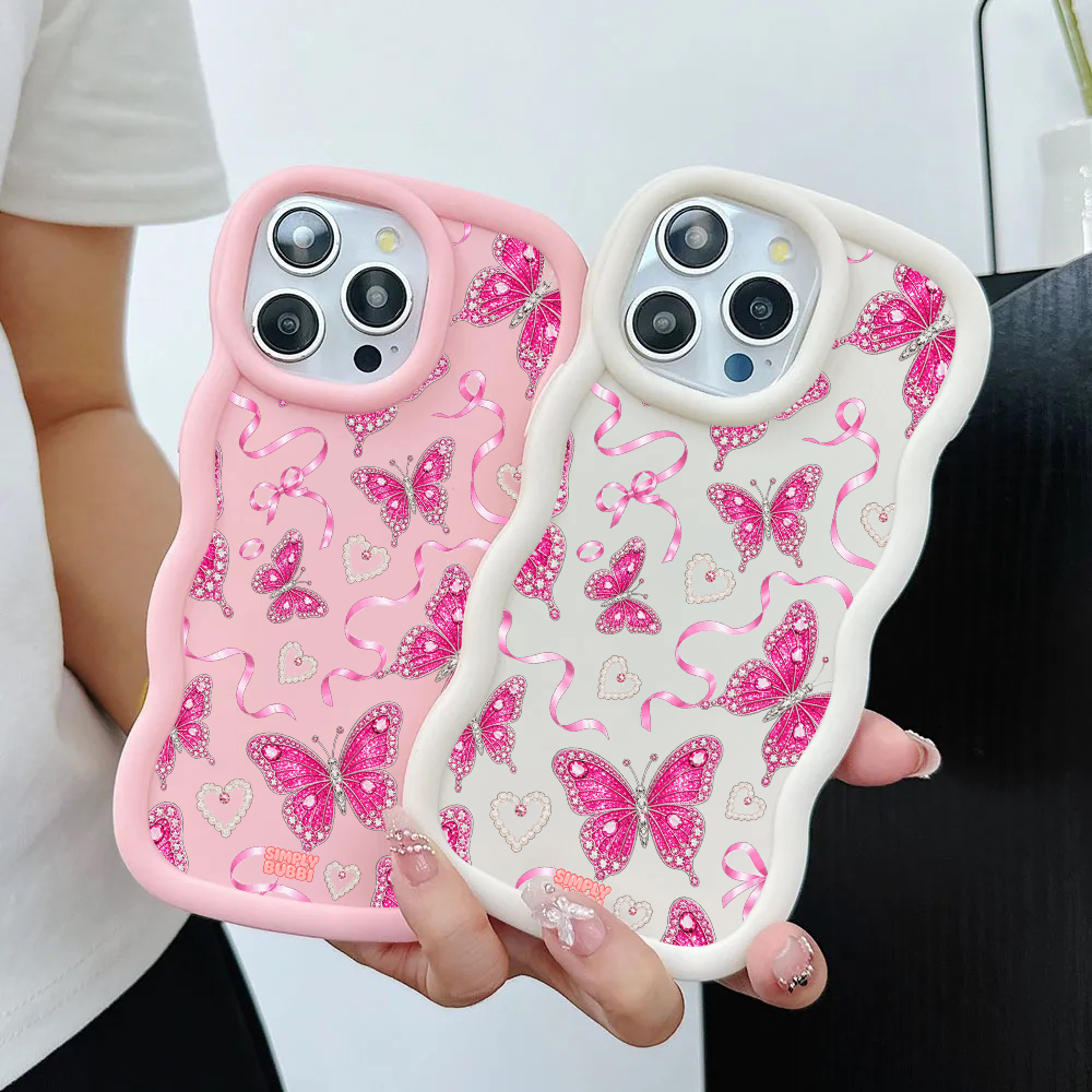 Jewel Butterfly Pearl Repeat Wavy iPhone Case – product view 2