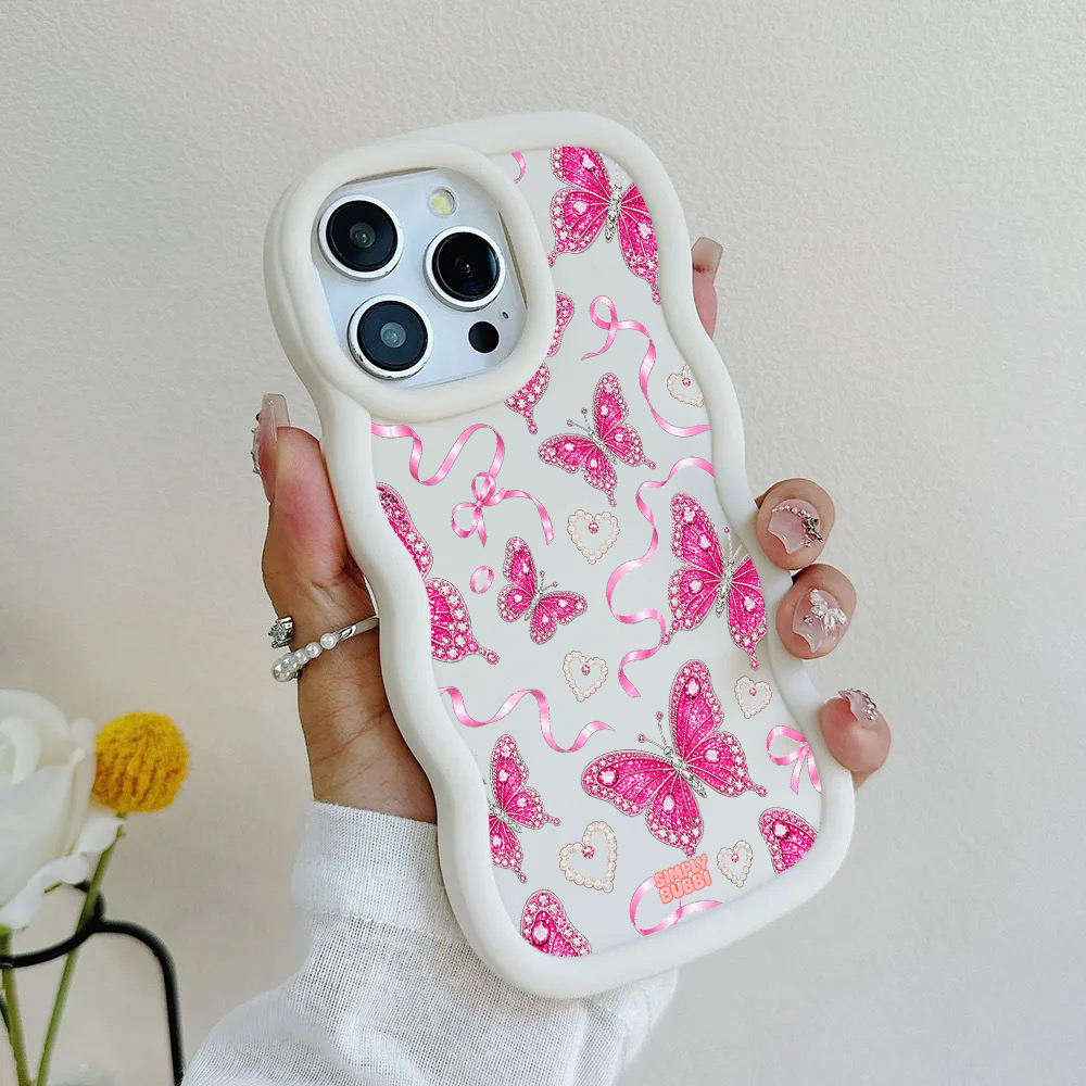 Jewel Butterfly Pearl Repeat Wavy iPhone Case – product view 4