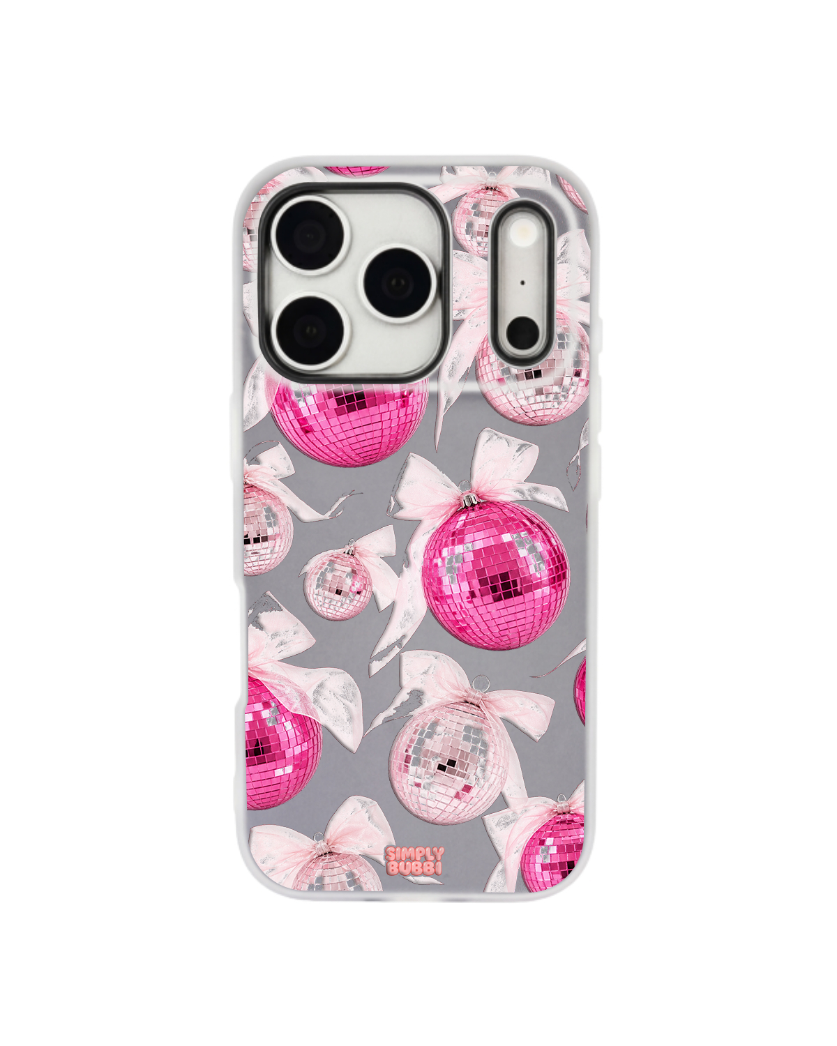 Pink Disco Ornament Organza Repeat Pop iPhone Case – Gray color