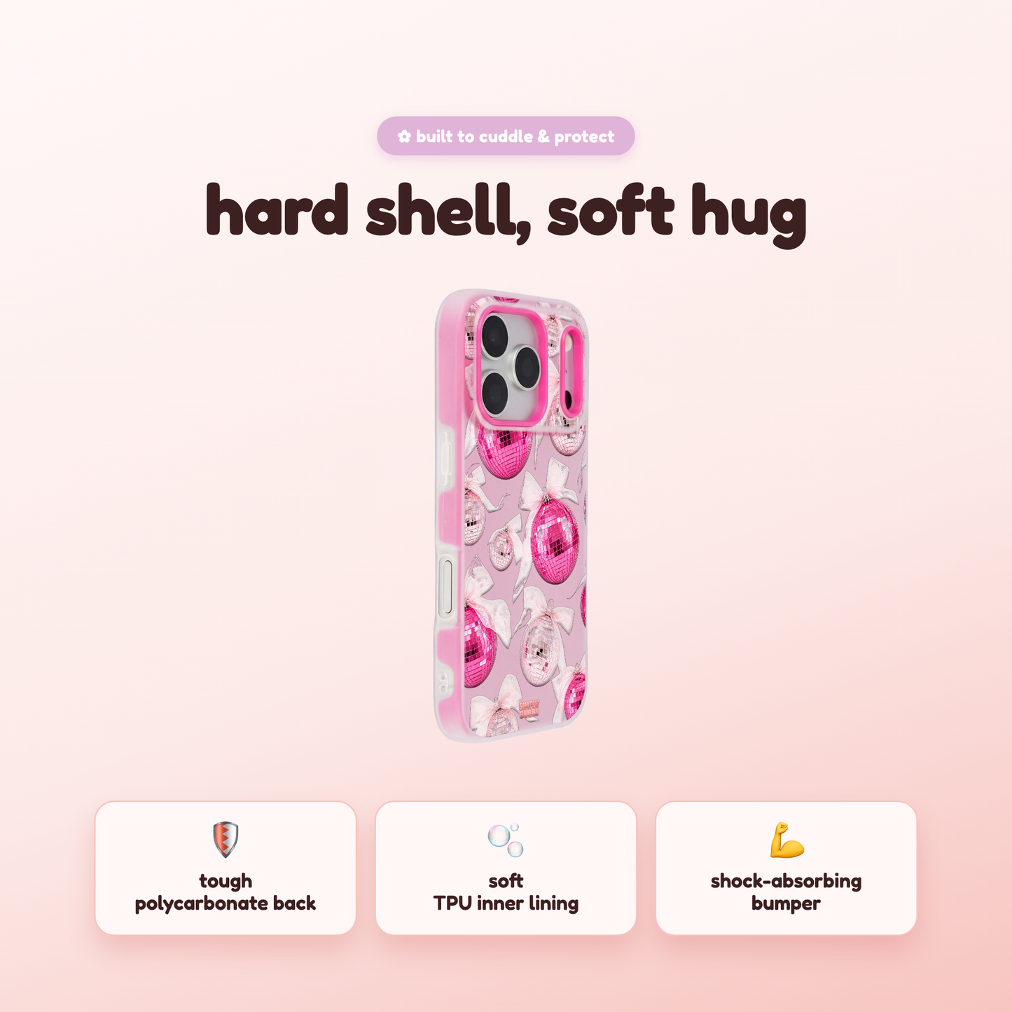 Pink Disco Ornament Organza Repeat Pop iPhone Case – product view 2