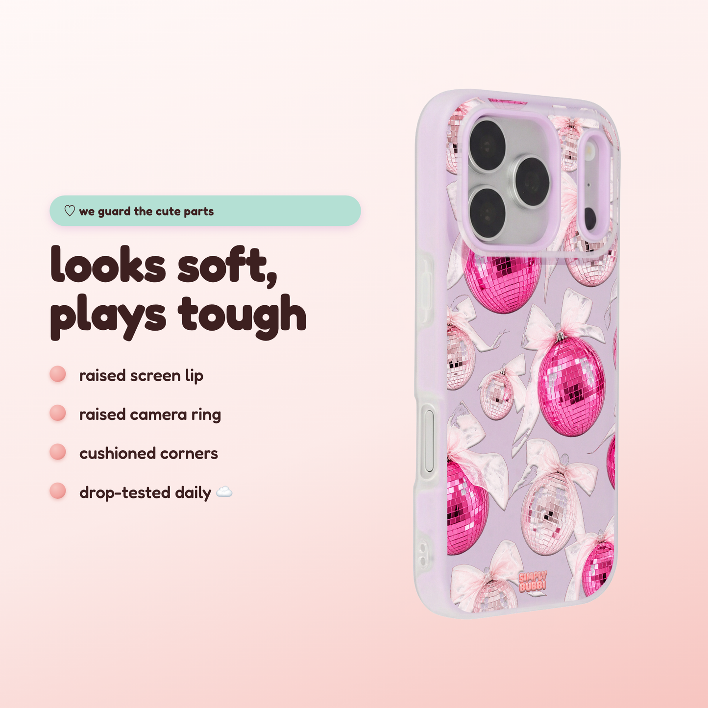 Pink Disco Ornament Organza Repeat Pop iPhone Case – product view 3