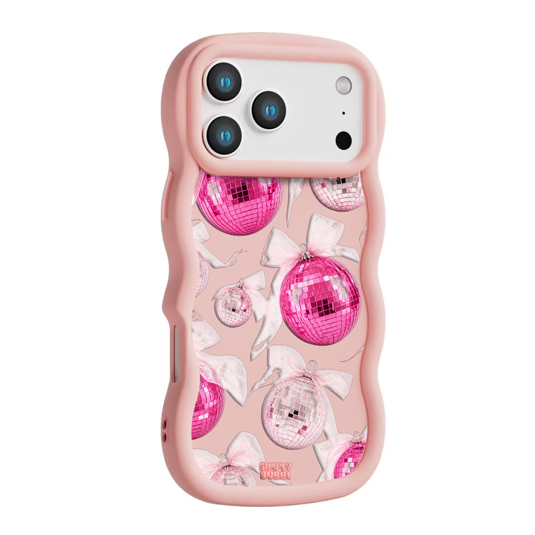 Pink Disco Ornament Organza Repeat Wavy iPhone Case – Blush color