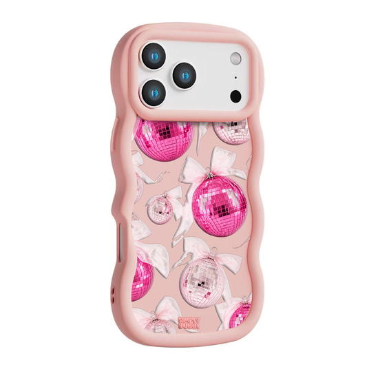 Pink Disco Ornament Organza Repeat Wavy iPhone Case – Blush color