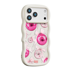 Pink Disco Ornament Organza Repeat Wavy iPhone Case – Cream