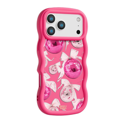 Pink Disco Ornament Organza Repeat Wavy iPhone Case – Hot Pink