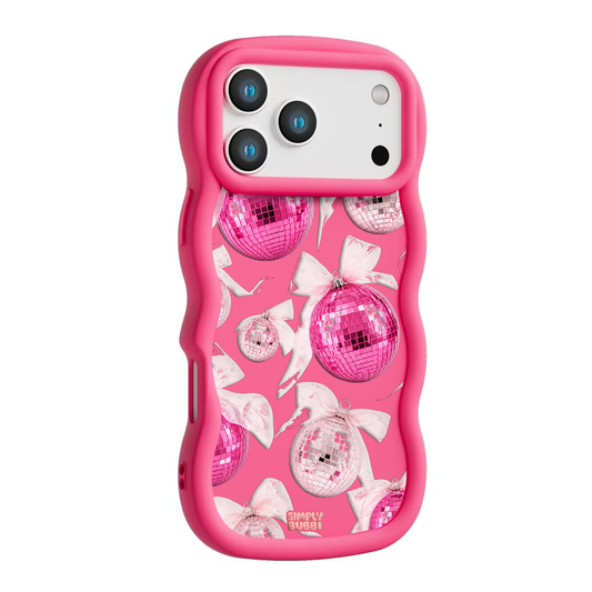 Pink Disco Ornament Organza Repeat Wavy iPhone Case – Hot Pink color