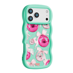 Pink Disco Ornament Organza Repeat Wavy iPhone Case – Mint