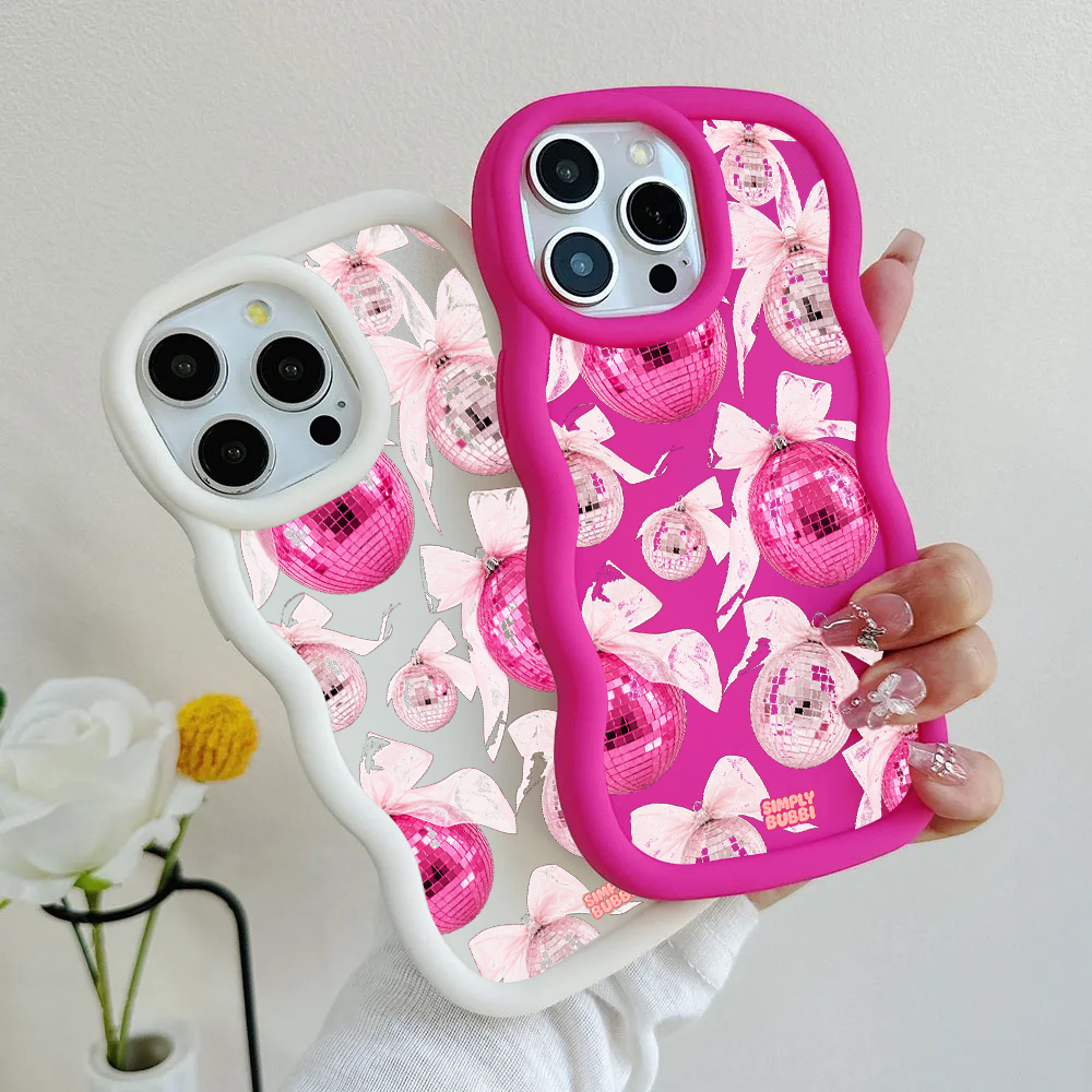 Pink Disco Ornament Organza Repeat Wavy iPhone Case – product view 1