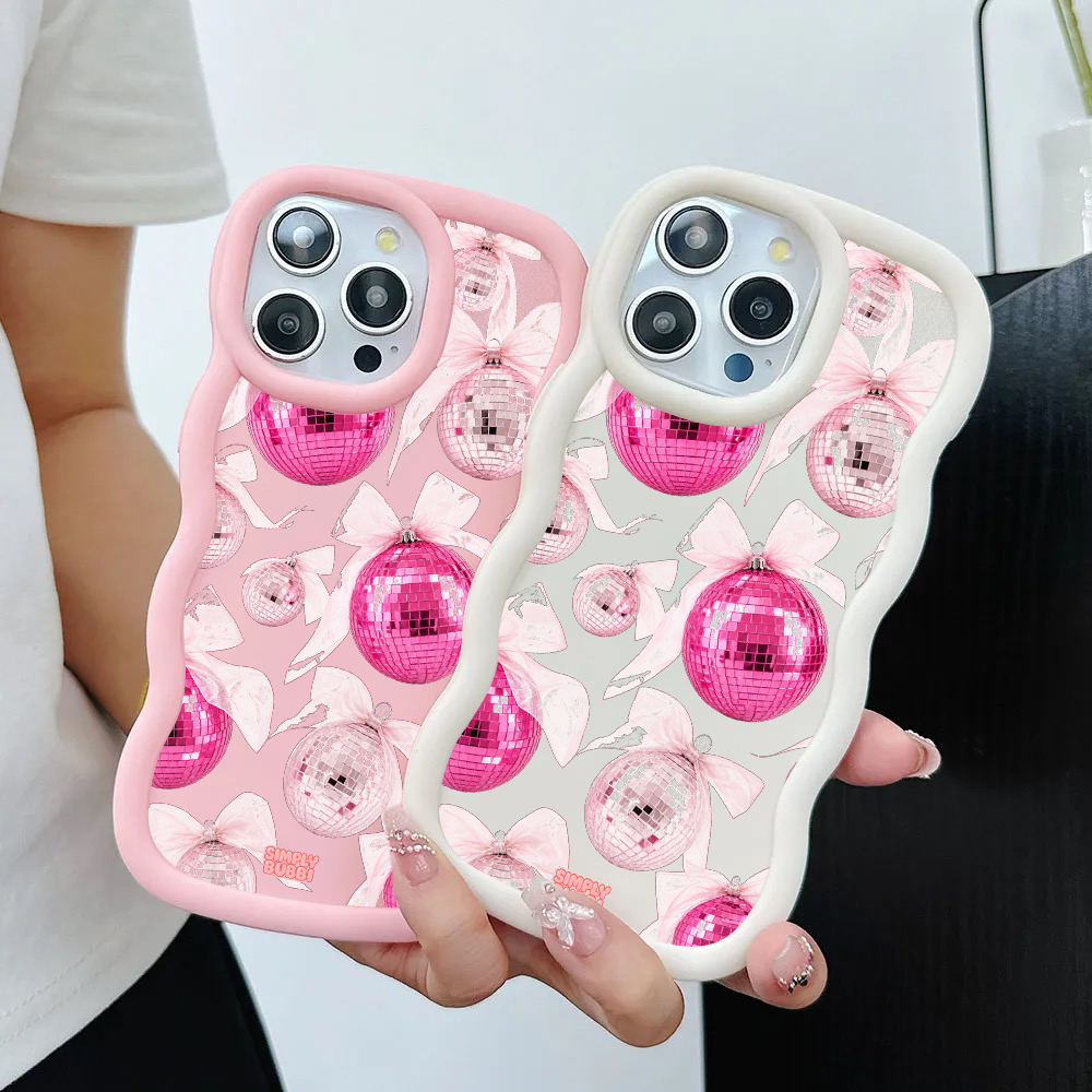 Pink Disco Ornament Organza Repeat Wavy iPhone Case – product view 2