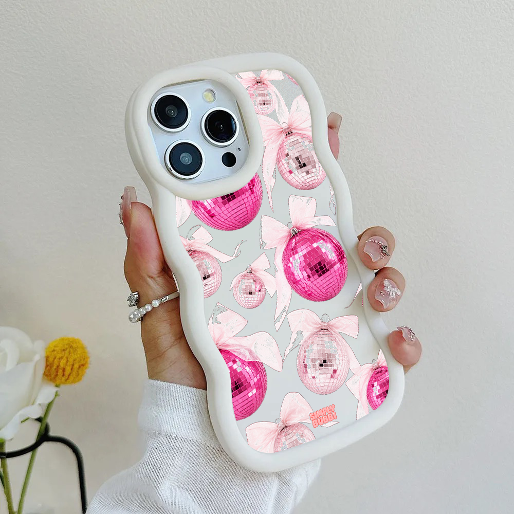 Pink Disco Ornament Organza Repeat Wavy iPhone Case – product view 4