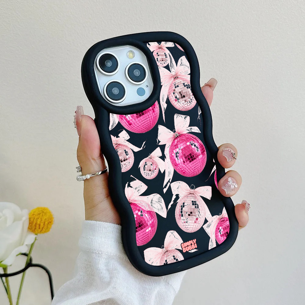 Pink Disco Ornament Organza Repeat Wavy iPhone Case – product view 5