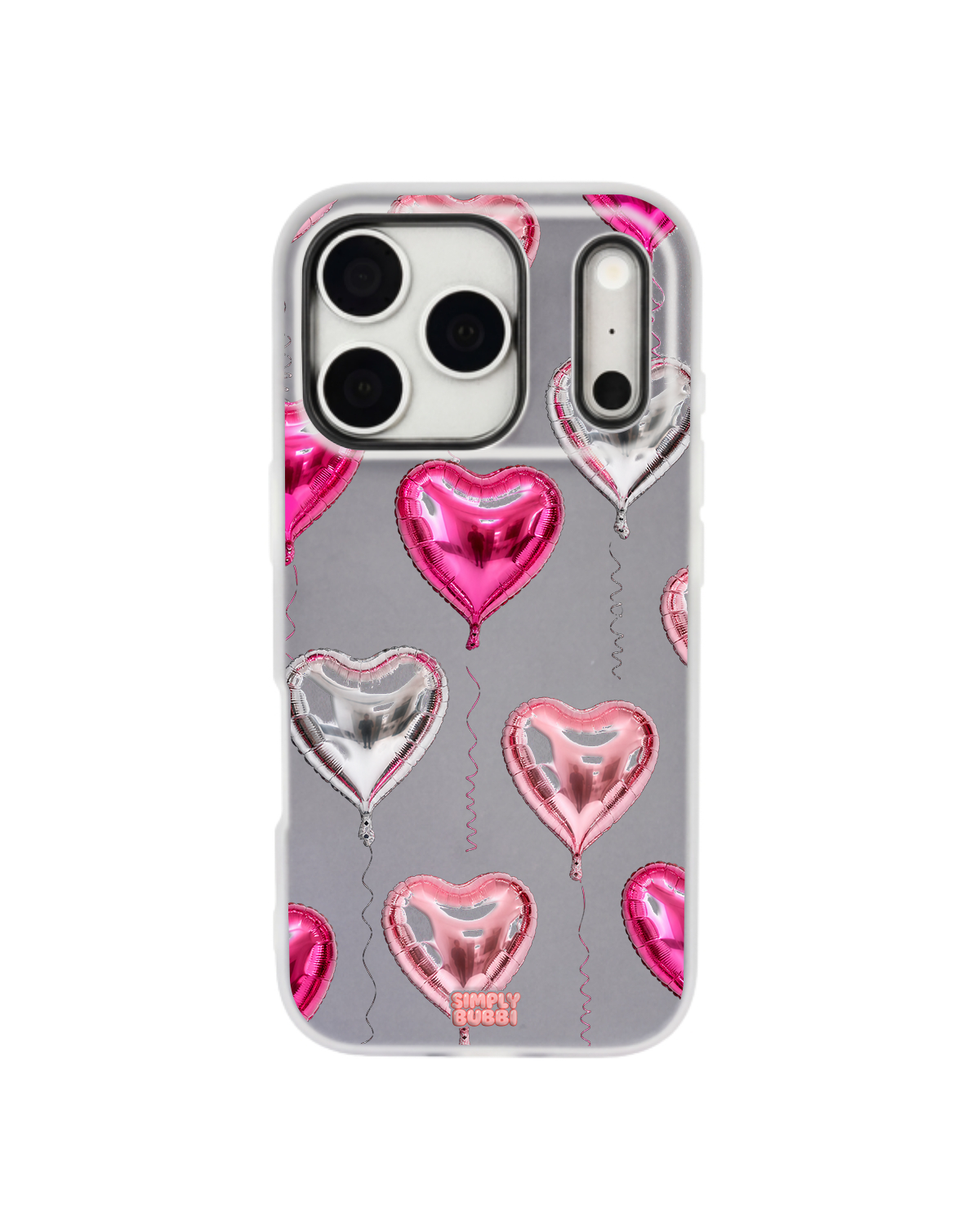 Foil Heart Balloon Repeat Pop iPhone Case – Gray color