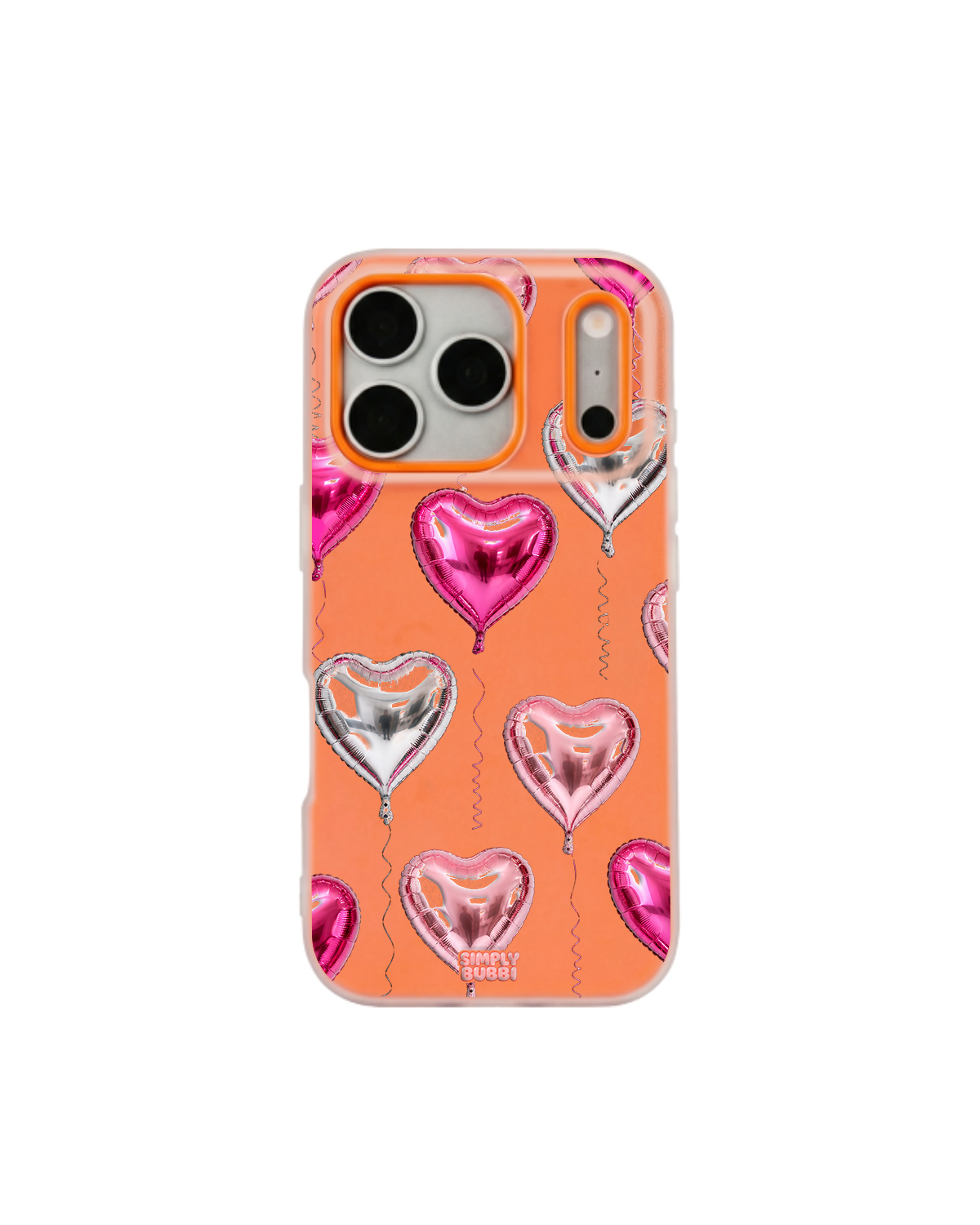 Foil Heart Balloon Repeat Pop iPhone Case – Orange color