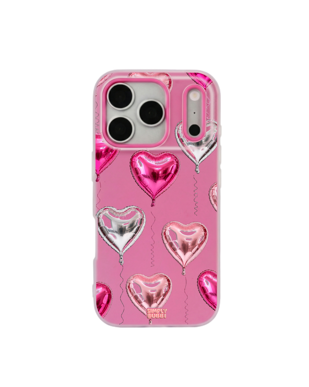Foil Heart Balloon Repeat Pop iPhone Case – Hot Pink color