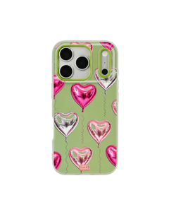 Foil Heart Balloon Repeat Pop iPhone Case – Lime