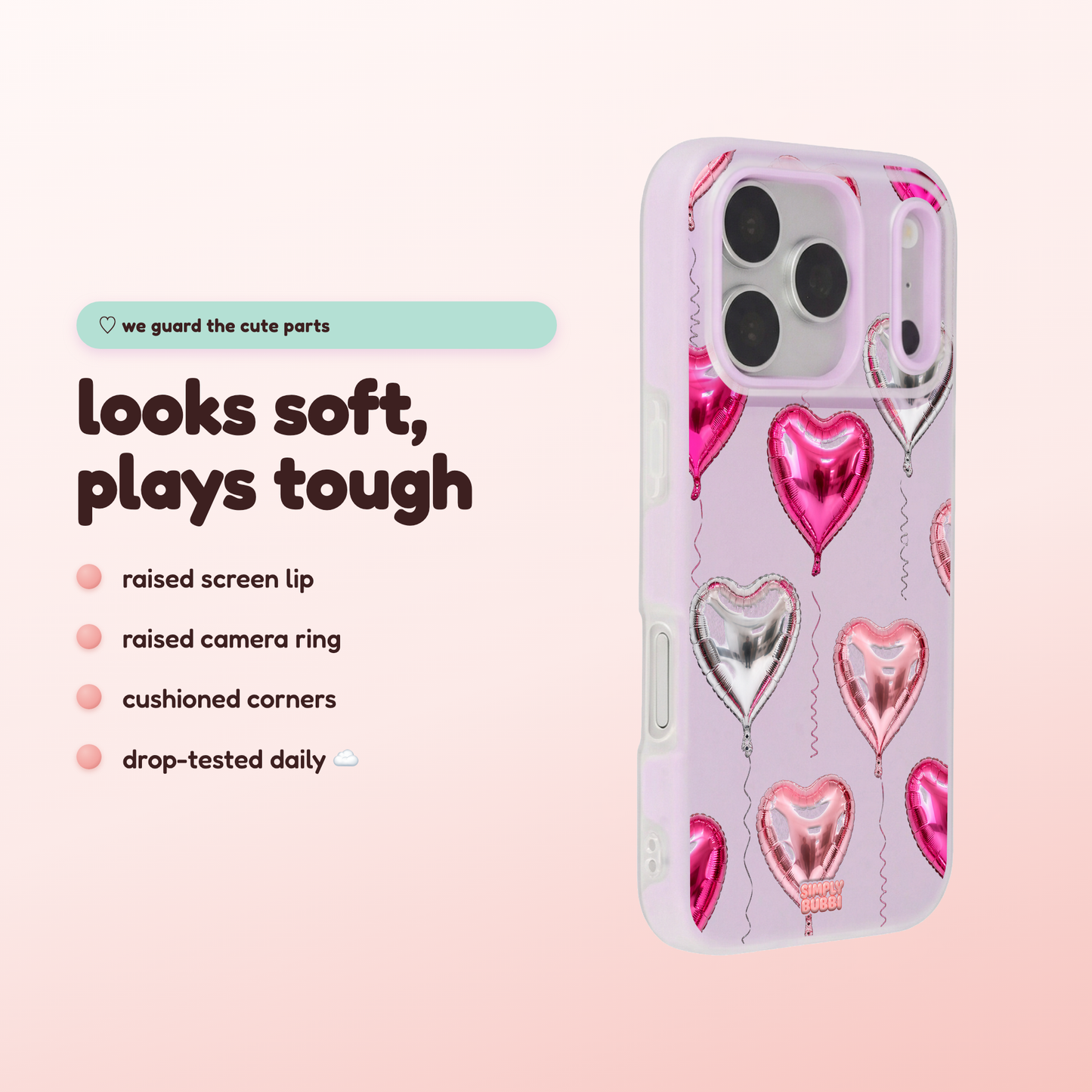 Foil Heart Balloon Repeat Pop iPhone Case – product view 3