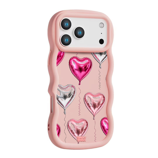 Foil Heart Balloon Repeat Wavy iPhone Case – Blush color