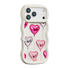 Foil Heart Balloon Repeat Wavy iPhone Case – Cream