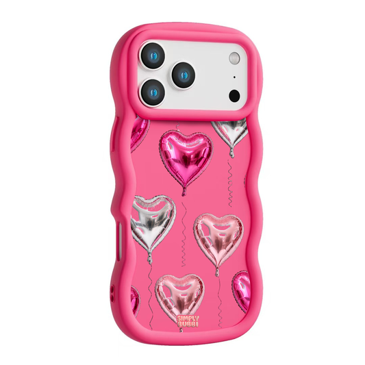 Foil Heart Balloon Repeat Wavy iPhone Case – Hot Pink color