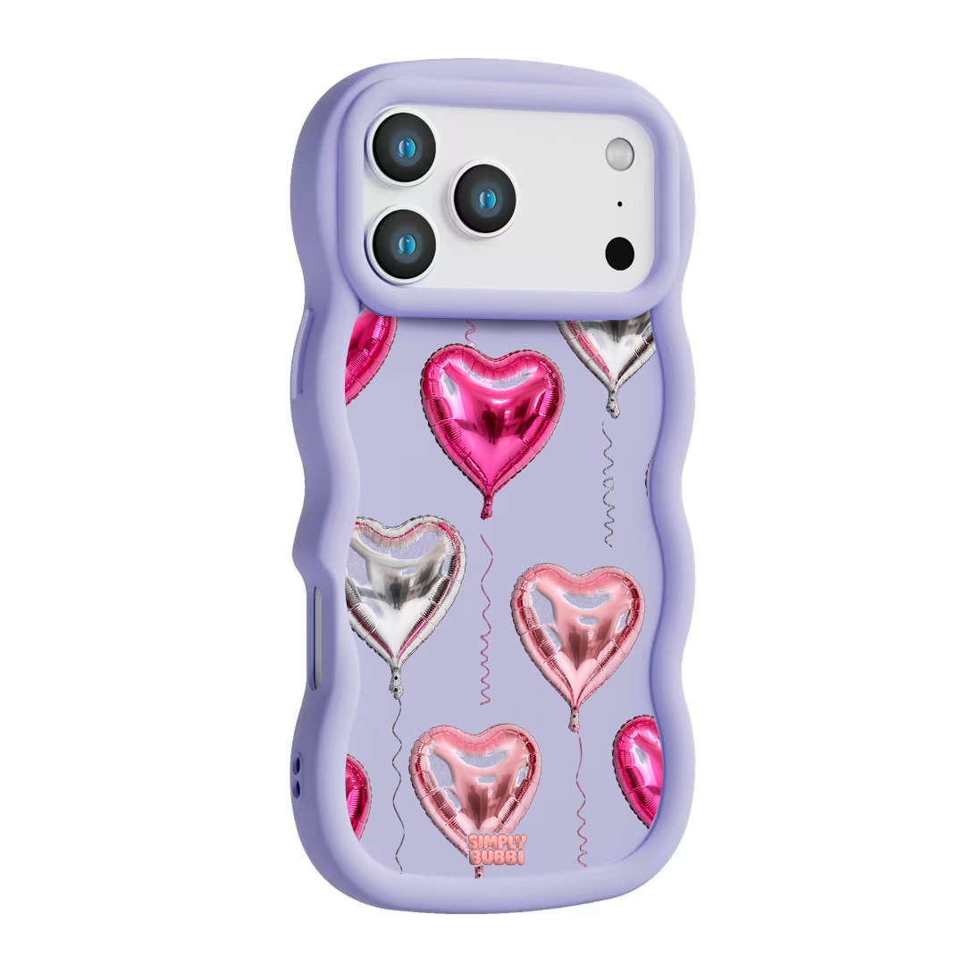 Foil Heart Balloon Repeat Wavy iPhone Case – Lilac color
