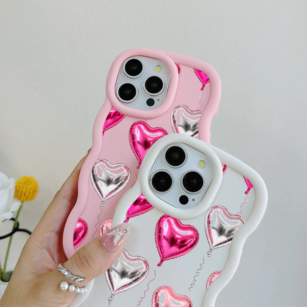 Foil Heart Balloon Repeat Wavy iPhone Case