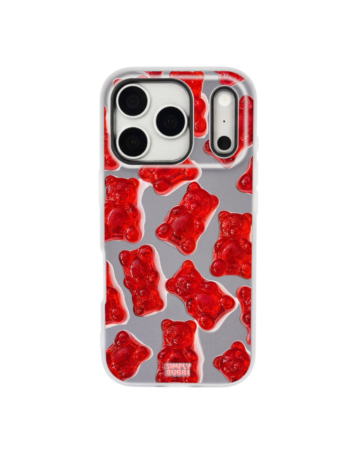 Red Jelly Gummy Bear Repeat Pop iPhone Case – Gray color