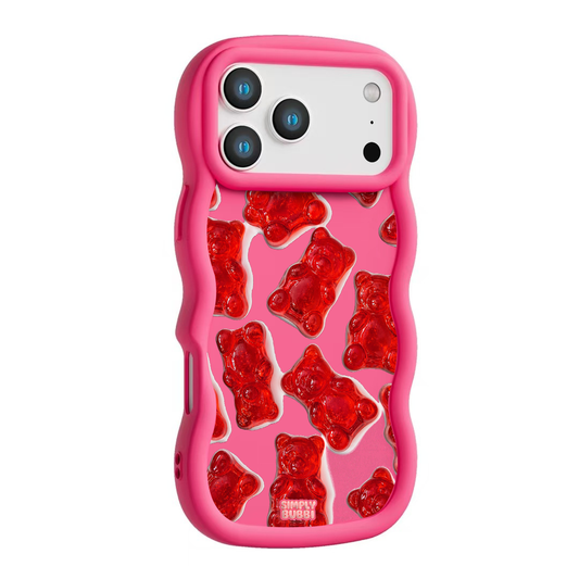 Red Jelly Gummy Bear Repeat Wavy iPhone Case – Hot Pink color
