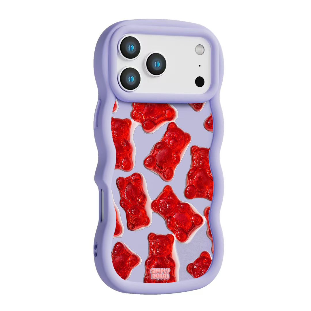Red Jelly Gummy Bear Repeat Wavy iPhone Case – Lilac color