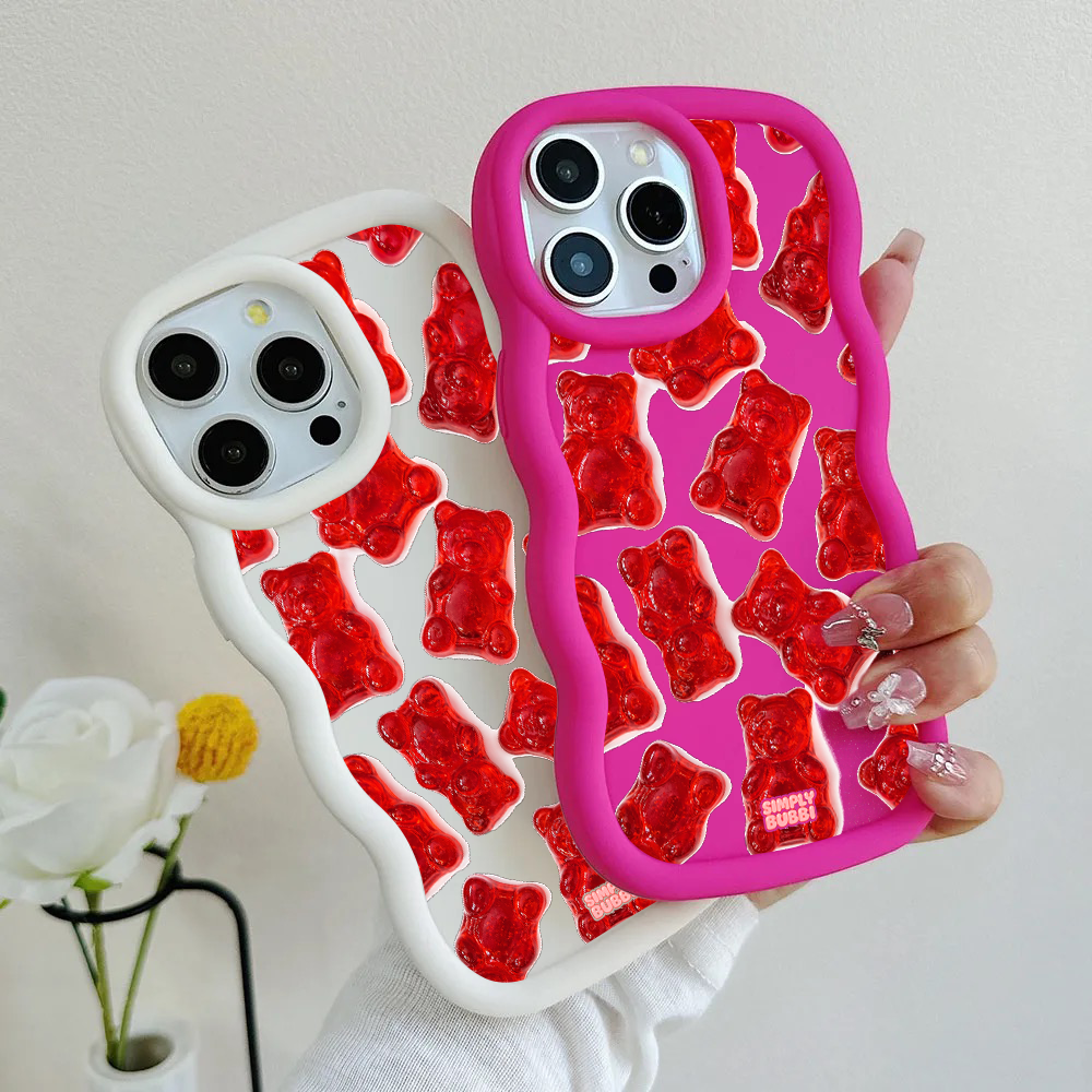 Red Jelly Gummy Bear Repeat Wavy iPhone Case – product view 1