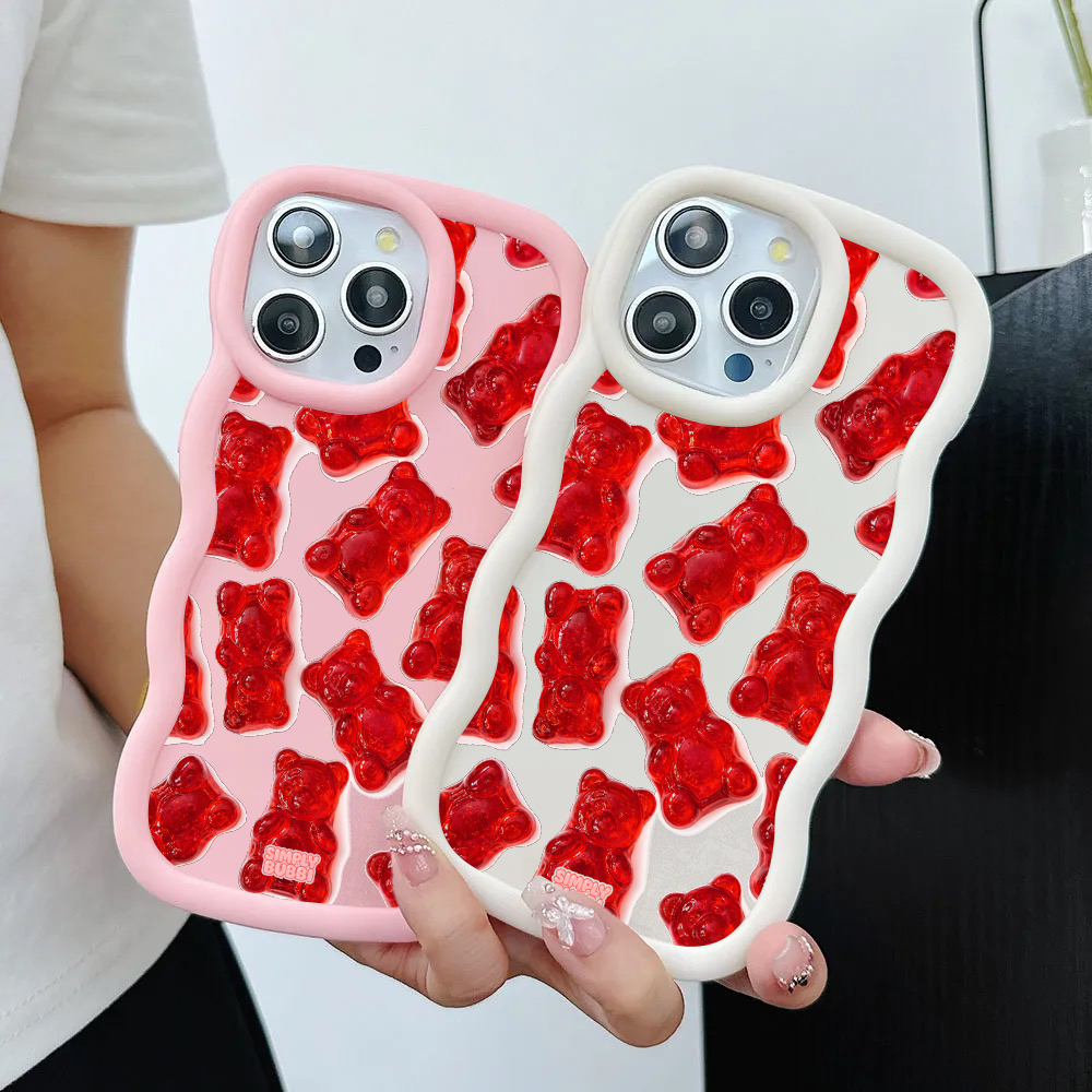 Red Jelly Gummy Bear Repeat Wavy iPhone Case – product view 2