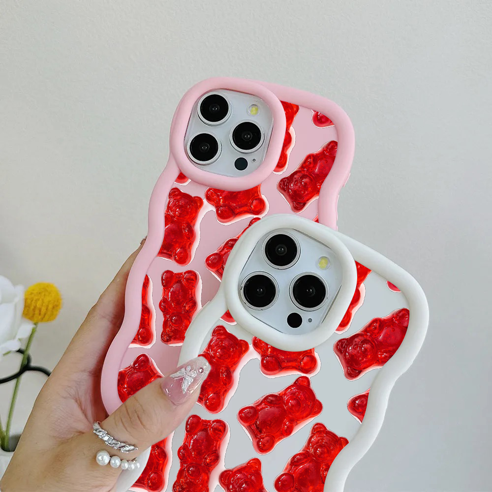 Red Jelly Gummy Bear Repeat Wavy iPhone Case – product view 3