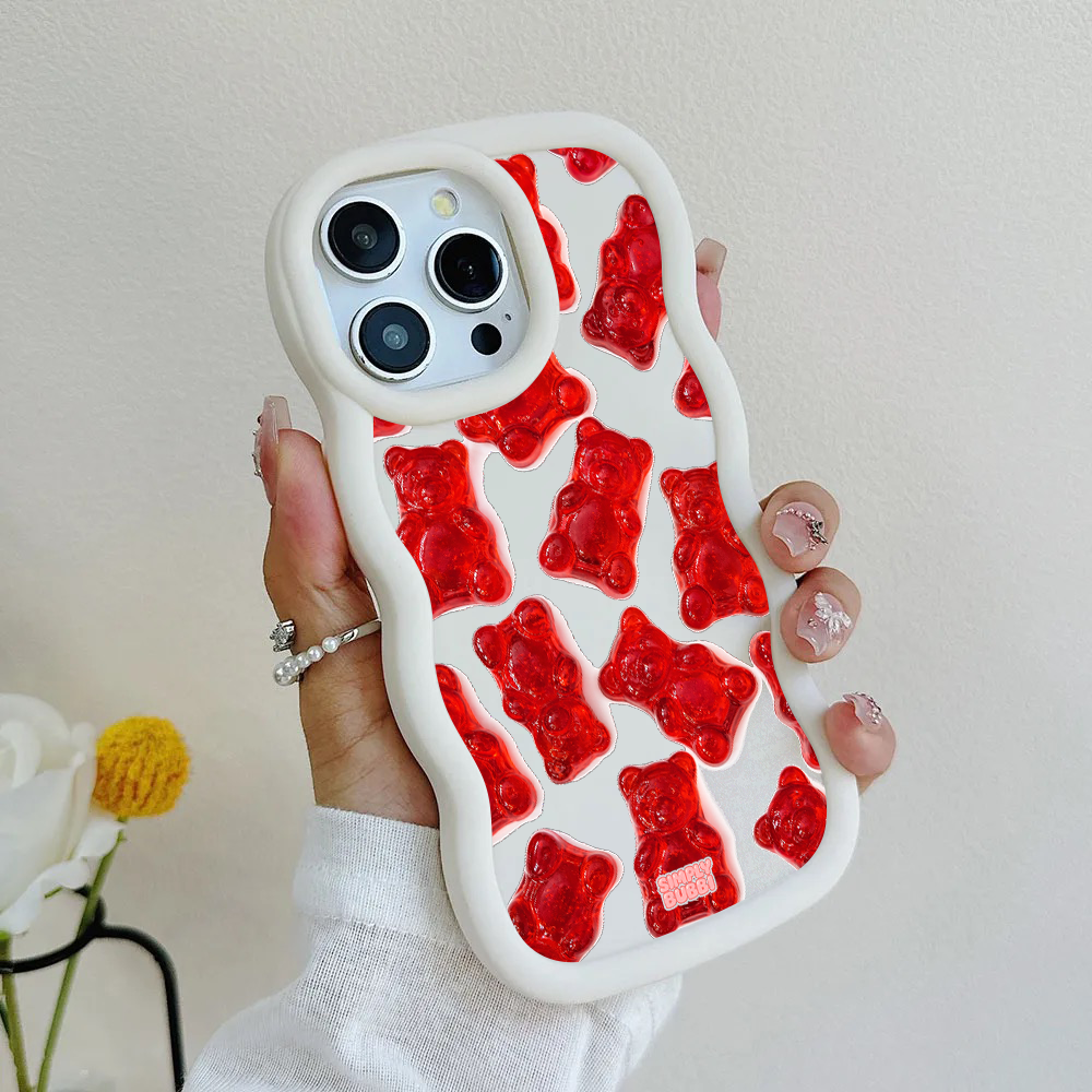Red Jelly Gummy Bear Repeat Wavy iPhone Case – product view 4