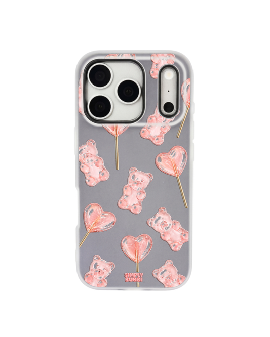 Blush Gummy Bear Heart Lollipop Repeat Pop iPhone Case – Gray color