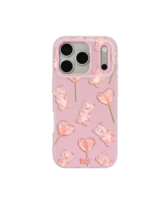 Blush Gummy Bear Heart Lollipop Repeat Pop iPhone Case – Pink