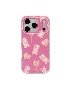 Blush Gummy Bear Heart Lollipop Repeat Pop iPhone Case – Hot Pink