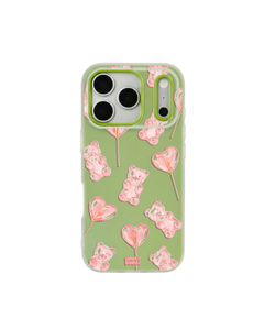 Blush Gummy Bear Heart Lollipop Repeat Pop iPhone Case – Lime