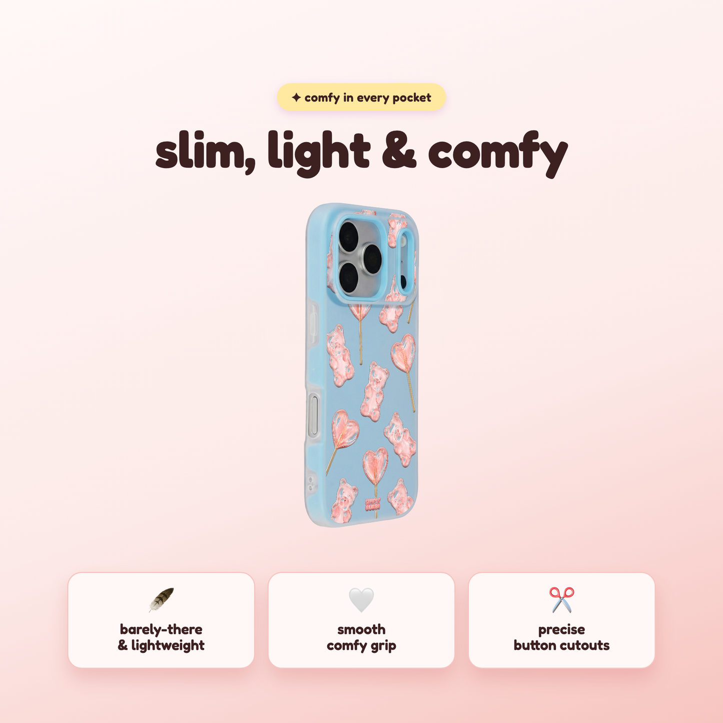 Blush Gummy Bear Heart Lollipop Repeat Pop iPhone Case – product view 4