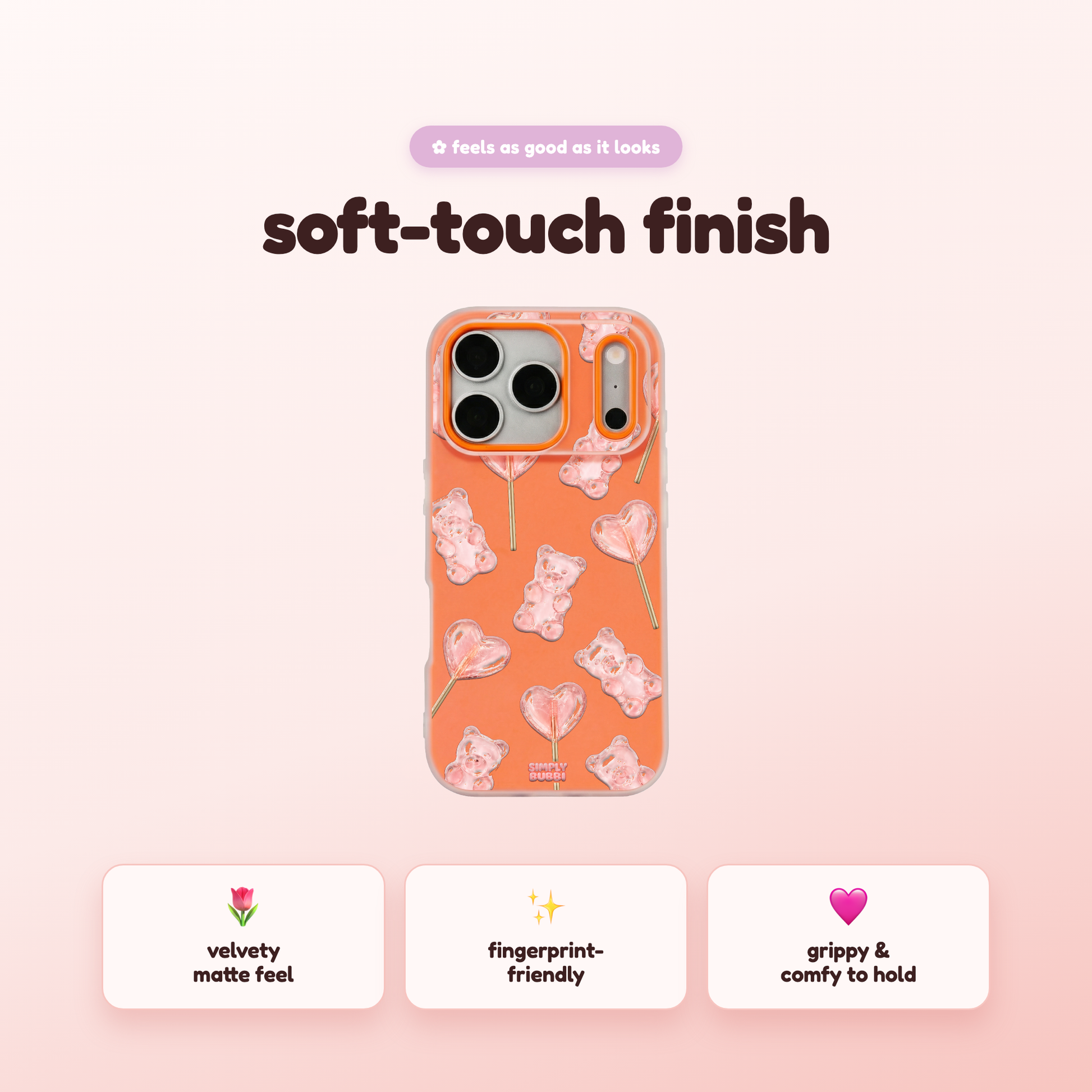 Blush Gummy Bear Heart Lollipop Repeat Pop iPhone Case – product view 5