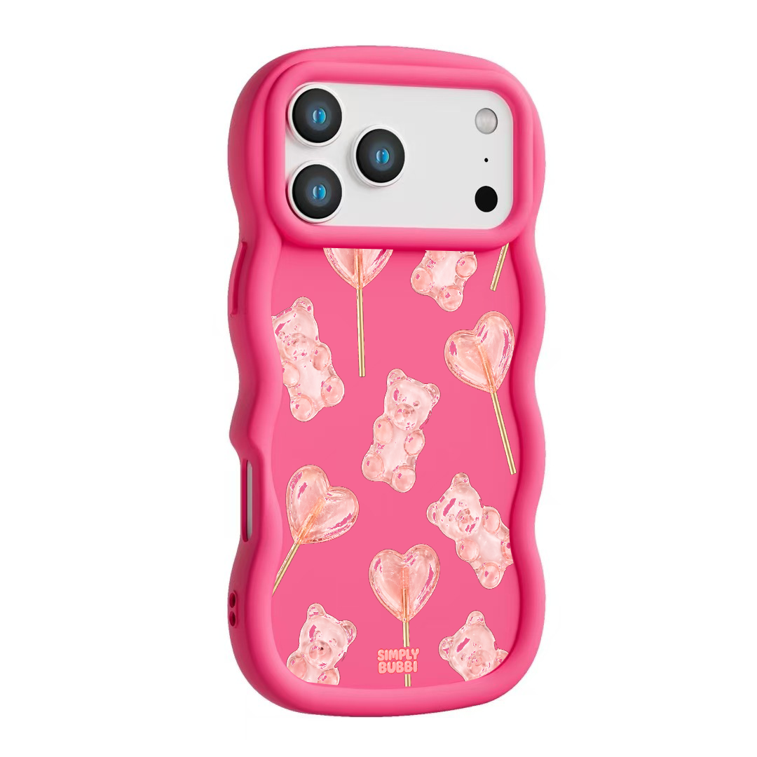 Blush Gummy Bear Heart Lollipop Repeat Wavy iPhone Case – product view 10