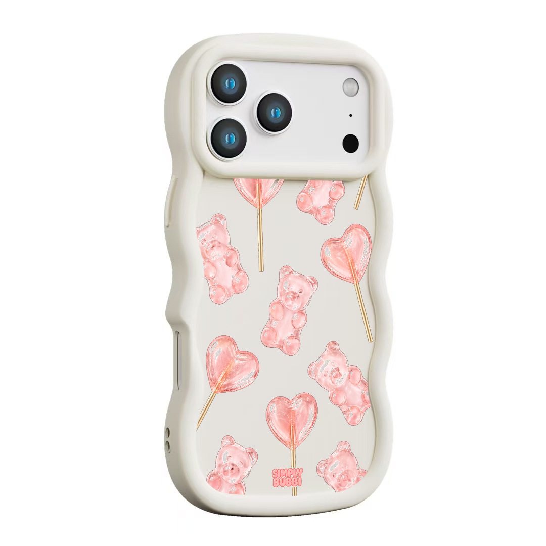 Blush Gummy Bear Heart Lollipop Repeat Wavy iPhone Case – product view 11