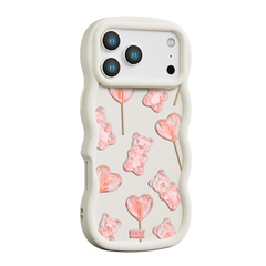 Blush Gummy Bear Heart Lollipop Repeat Wavy iPhone Case – Cream