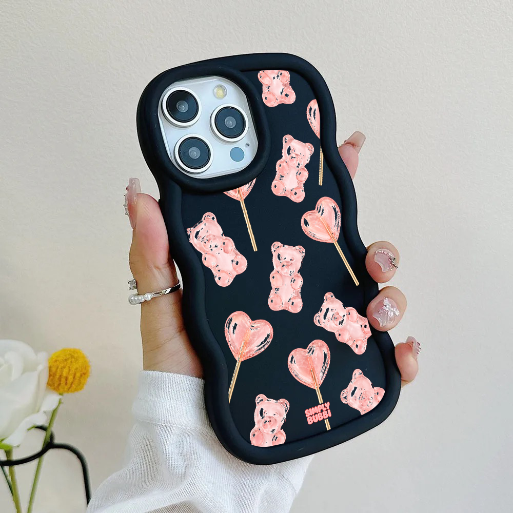 Blush Gummy Bear Heart Lollipop Repeat Wavy iPhone Case