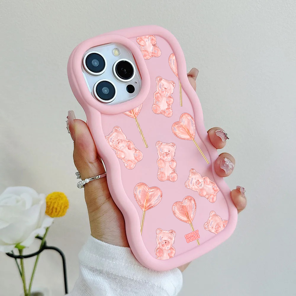 Blush Gummy Bear Heart Lollipop Repeat Wavy iPhone Case – product view 6