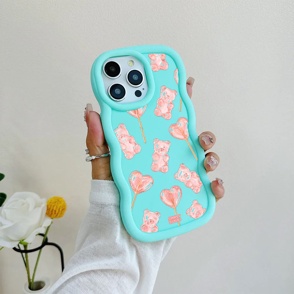 Blush Gummy Bear Heart Lollipop Repeat Wavy iPhone Case – product view 7