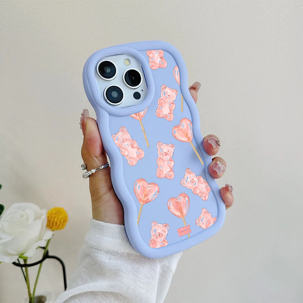Blush Gummy Bear Heart Lollipop Repeat Wavy iPhone Case – product view 8