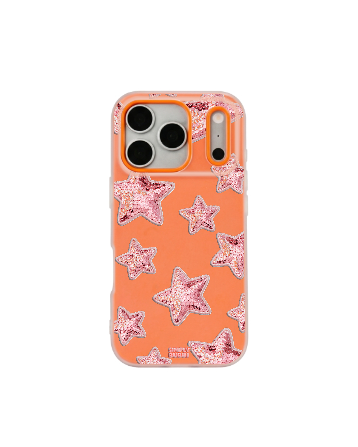 Rose Sequin Star Repeat Pop iPhone Case – Orange color