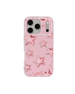 Rose Sequin Star Repeat Pop iPhone Case – Pink