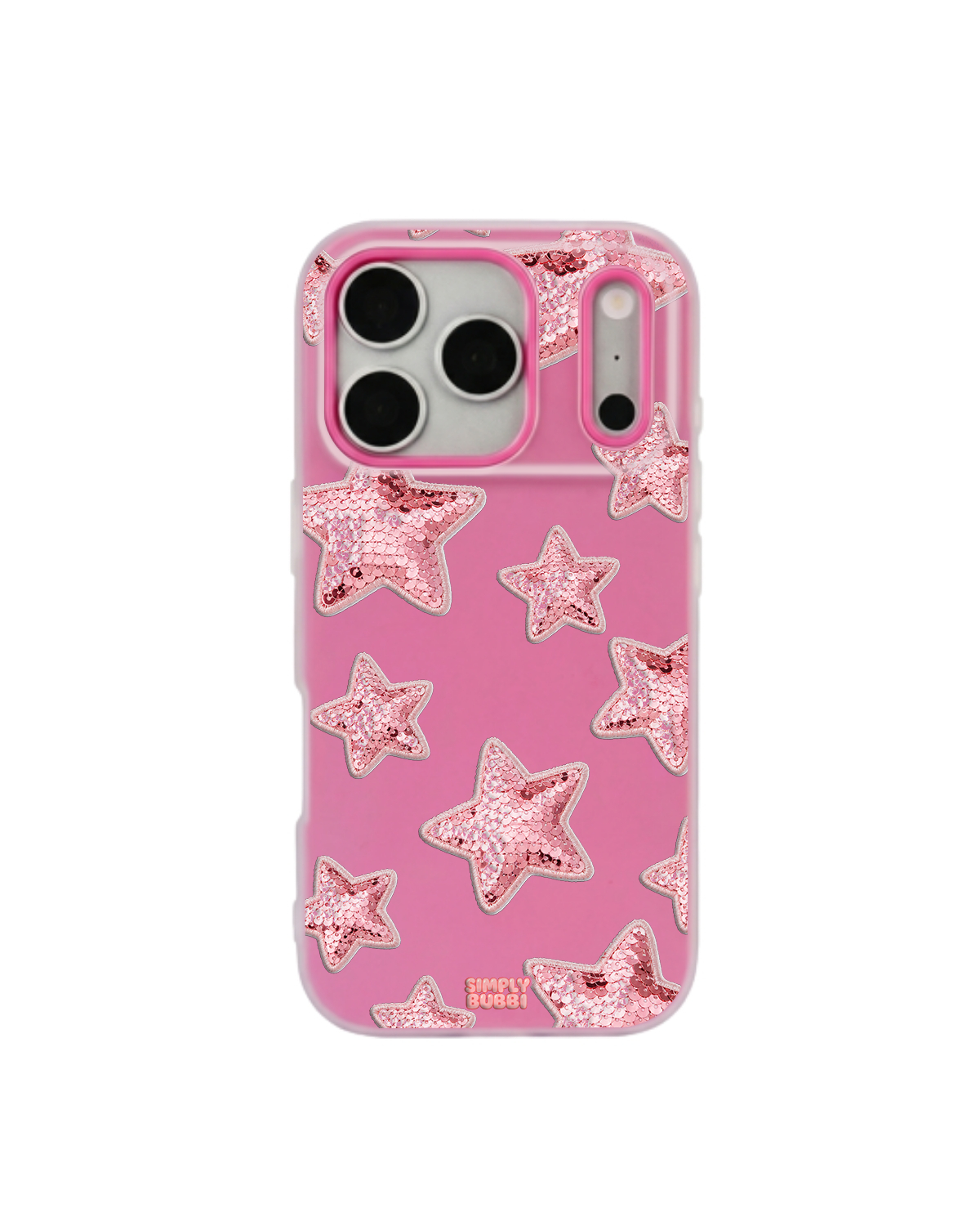 Rose Sequin Star Repeat Pop iPhone Case – Hot Pink color